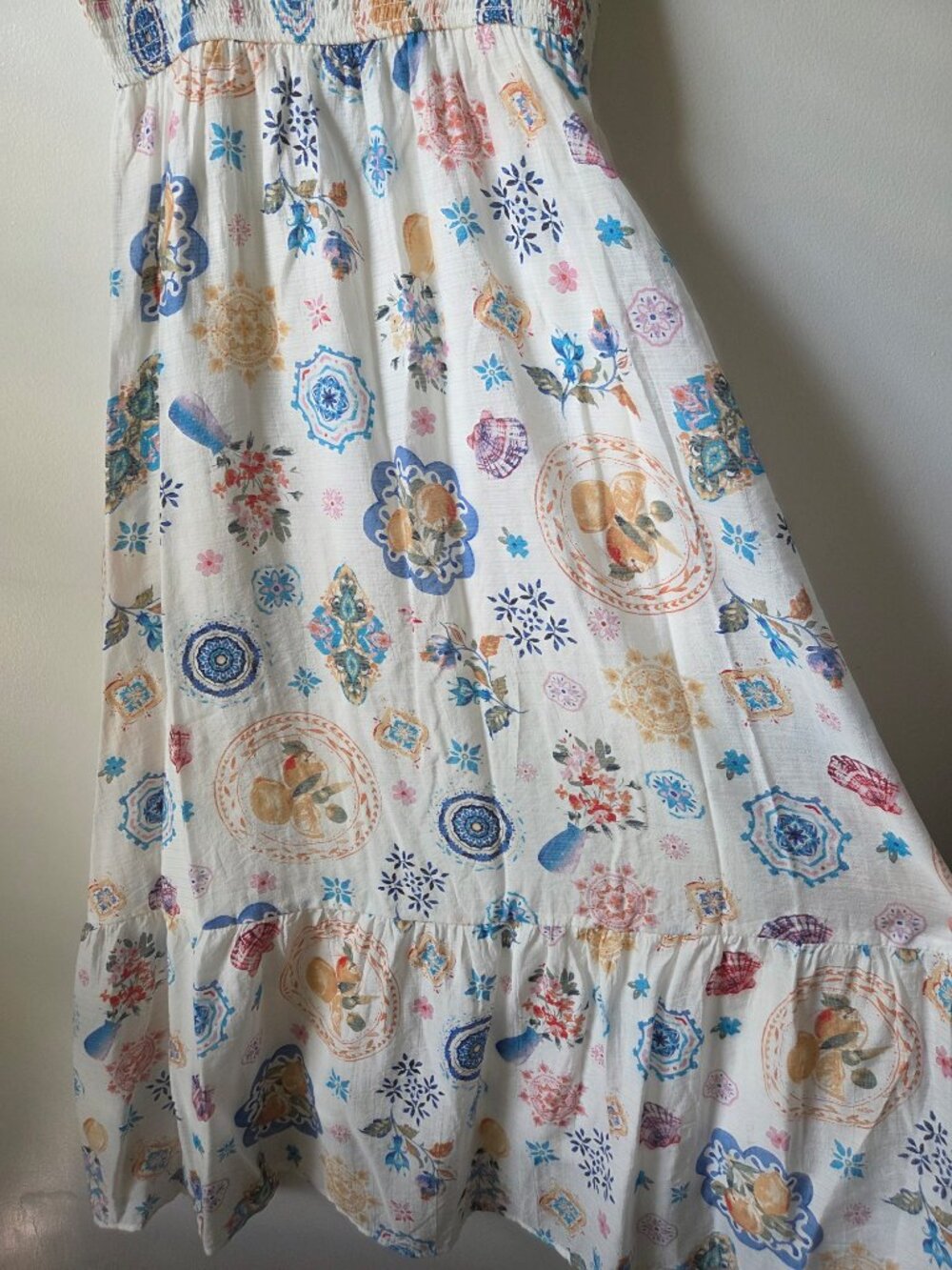NWOT BLU PEPPER SUMMER PRINTED SMOCKED MAXI DRESS SIZE M - Picture 9 of 15